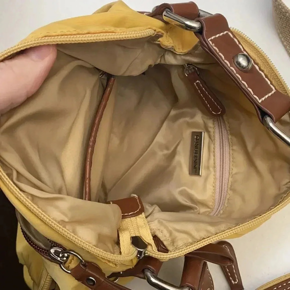 Giani Bernini Crossbody Faux Leather Nylon Tan Mustard Yellow Brown Bag - Picture 11 of 17